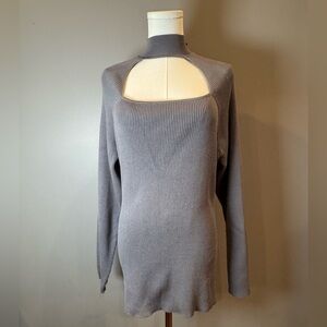 NWT! Ashley Stewart Gray Cutout Mock Neck Sweater | Size 14/16 | Plus Size